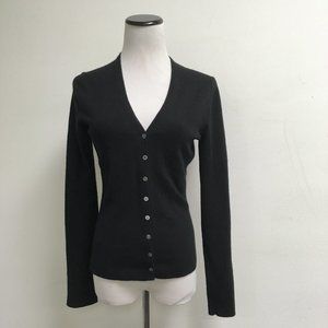 Banana Republic black cashmere v neck cardigan sweater S flaw